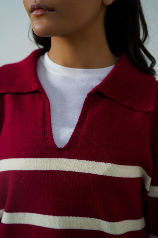 CHERRY PINK POLO STRIPED JUMPER