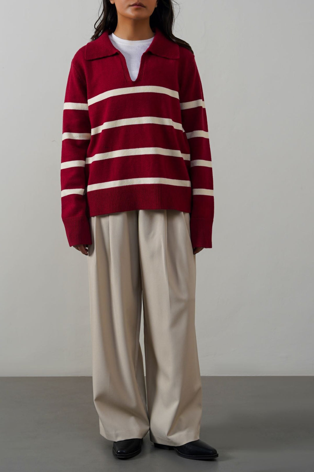 CHERRY PINK POLO STRIPED JUMPER