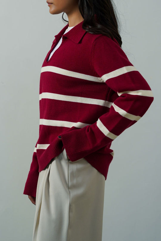 CHERRY PINK POLO STRIPED JUMPER