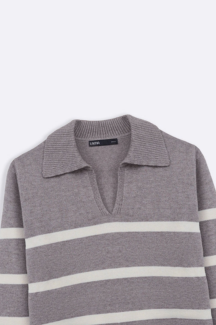 TAUPE POLO STRIPED JUMPER