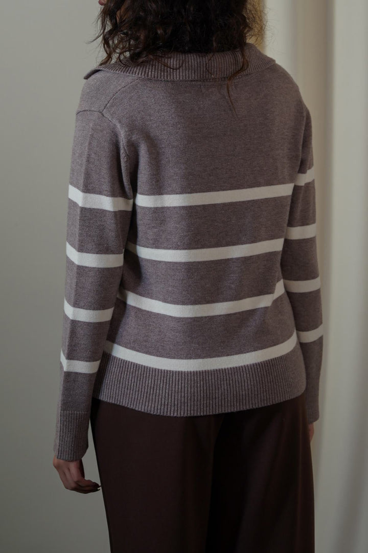 TAUPE POLO STRIPED JUMPER