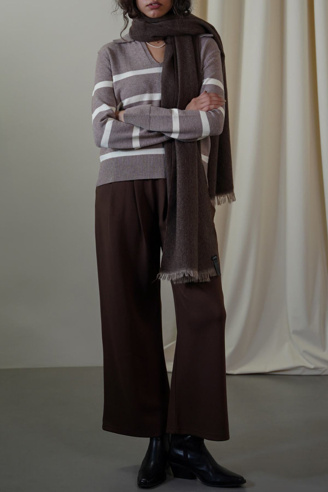 TAUPE POLO STRIPED JUMPER