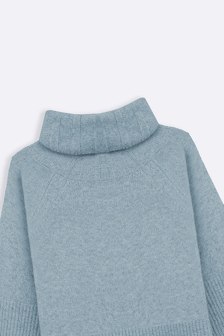 BLUE MOROCCO RIB SLEEVE SWEATER