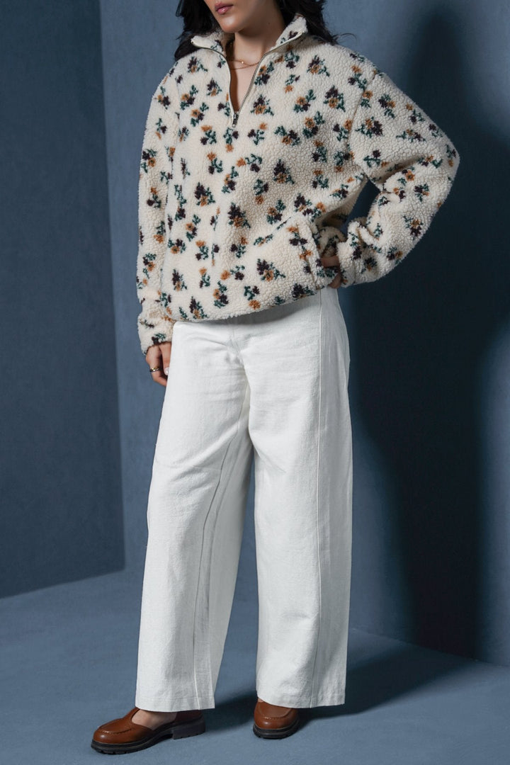 WHITE LINEN BLEND JEAN PANT