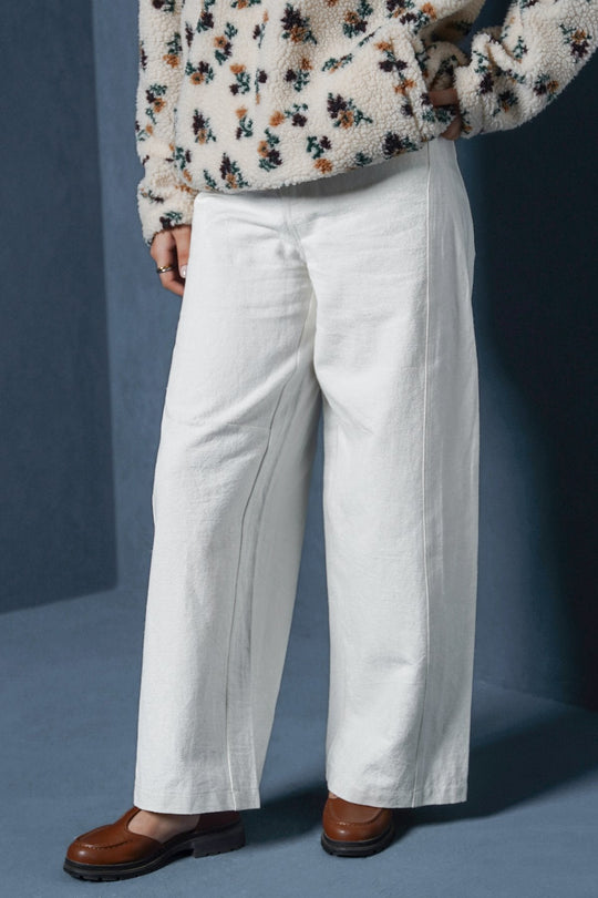WHITE LINEN BLEND JEAN PANT