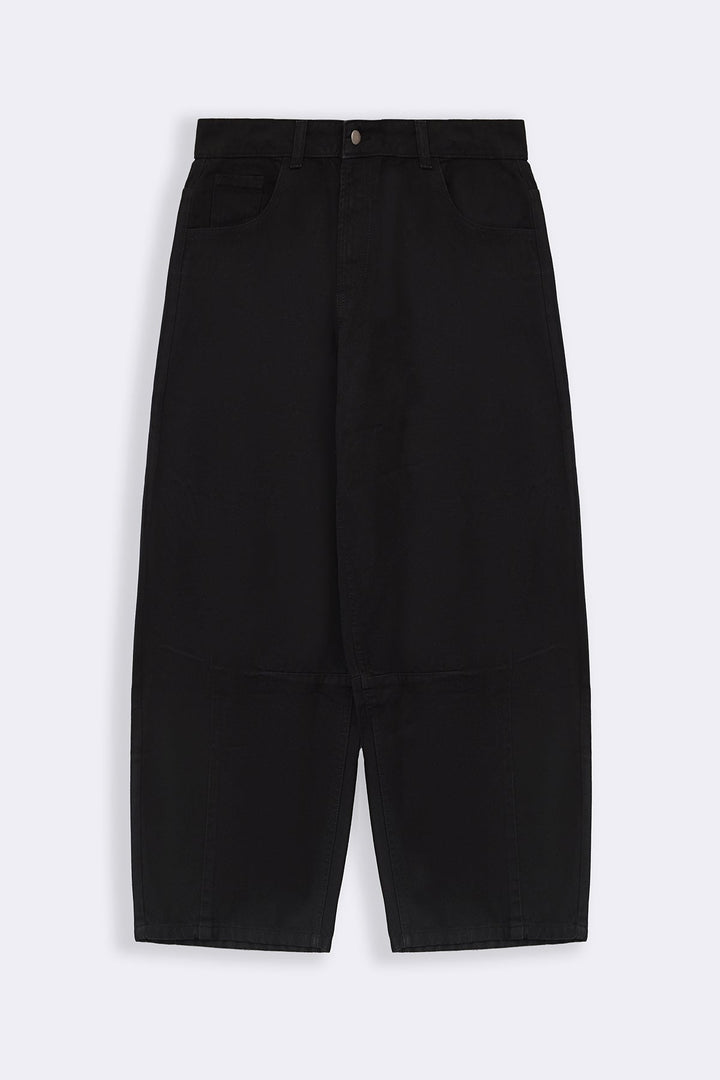 BLACK BASIC BARREL JEANS