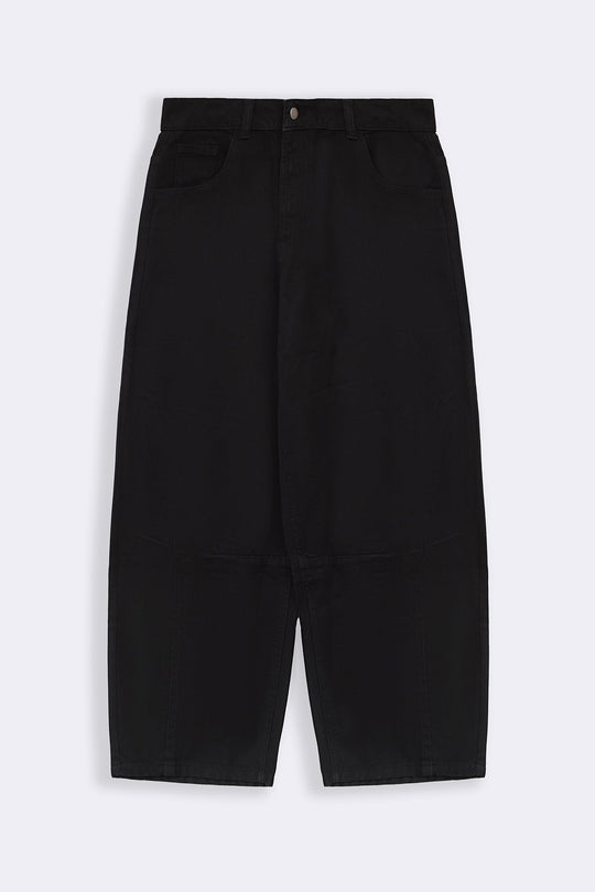 BLACK BASIC BARREL JEANS