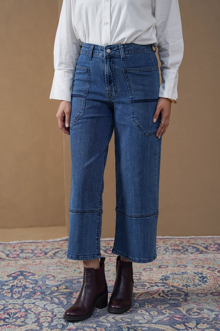 MID BLUE HIGHLINE CROPPED JEANS