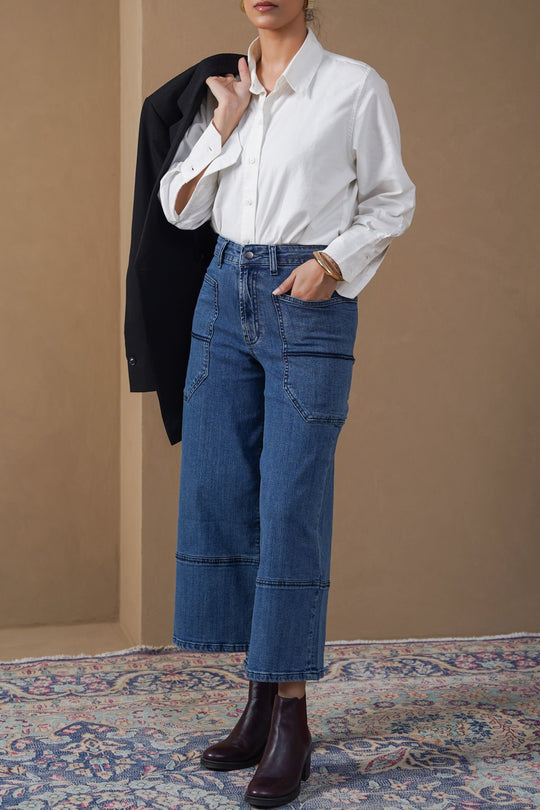 MID BLUE HIGHLINE CROPPED JEANS