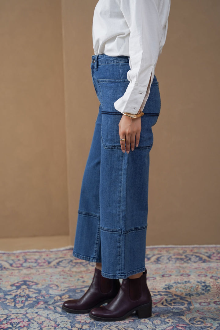 MID BLUE HIGHLINE CROPPED JEANS