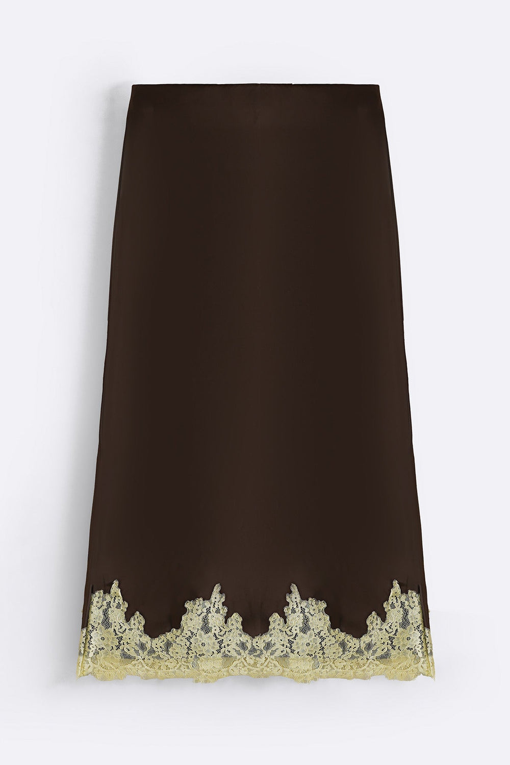 DARK BROWN LACE AND SILK SKIRT