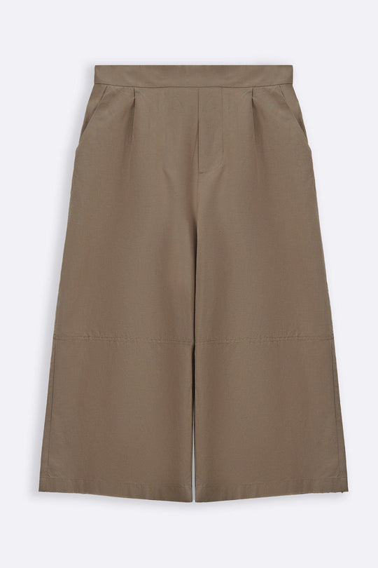 BEIGE TAILORED LINEN BLEND CULOTTES