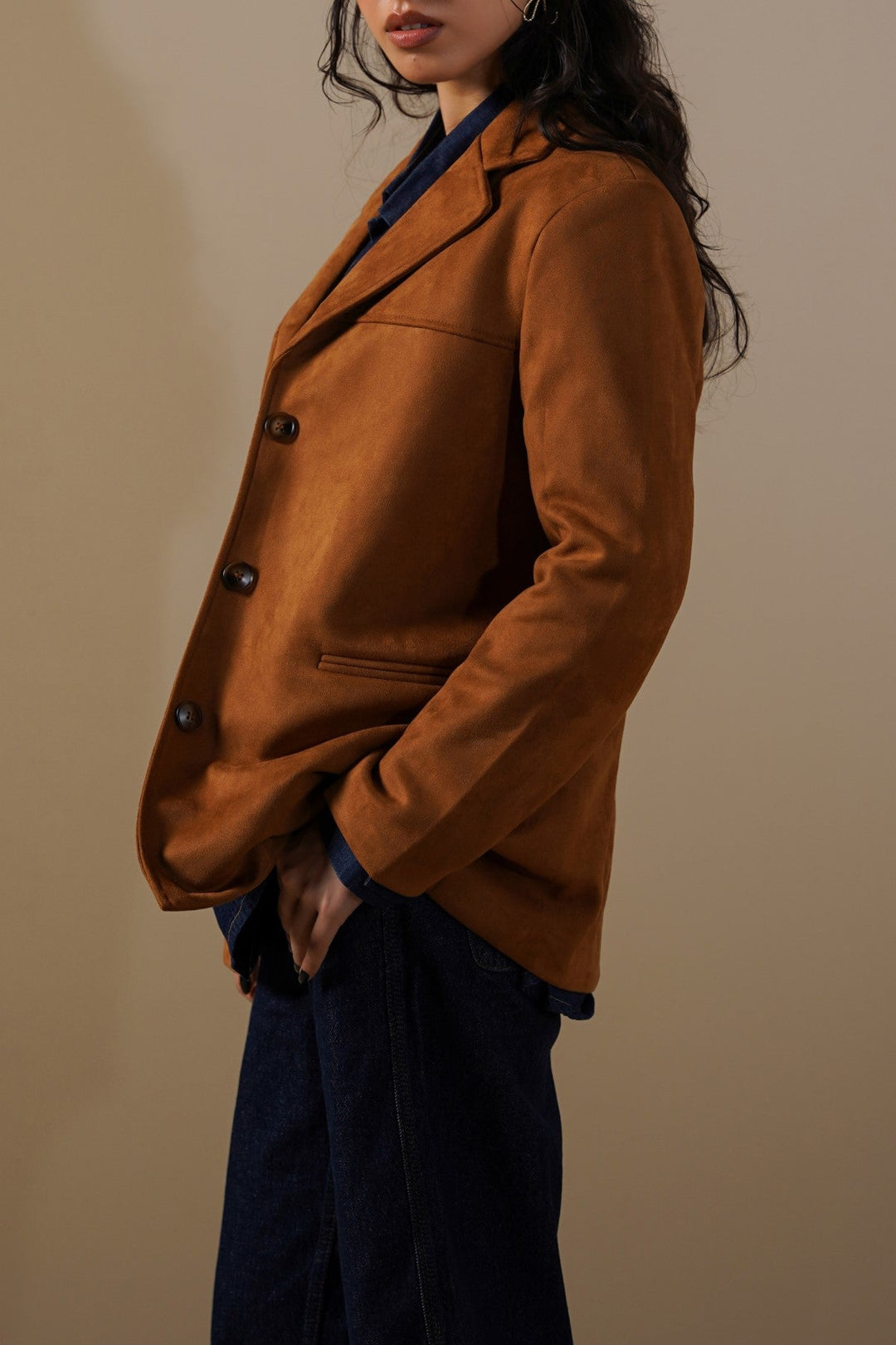 CAMEL SUEDE BLAZER-JACKET