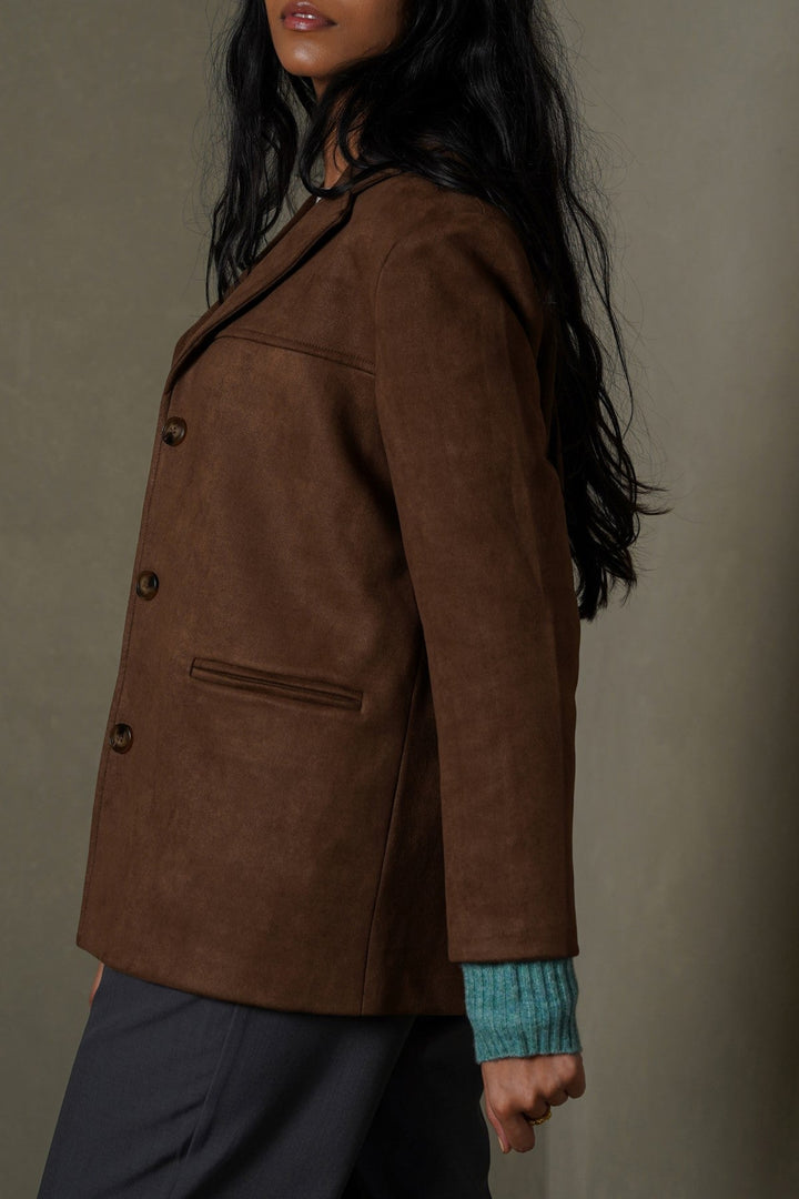 CHOCOLATE SUEDE BLAZER-JACKET