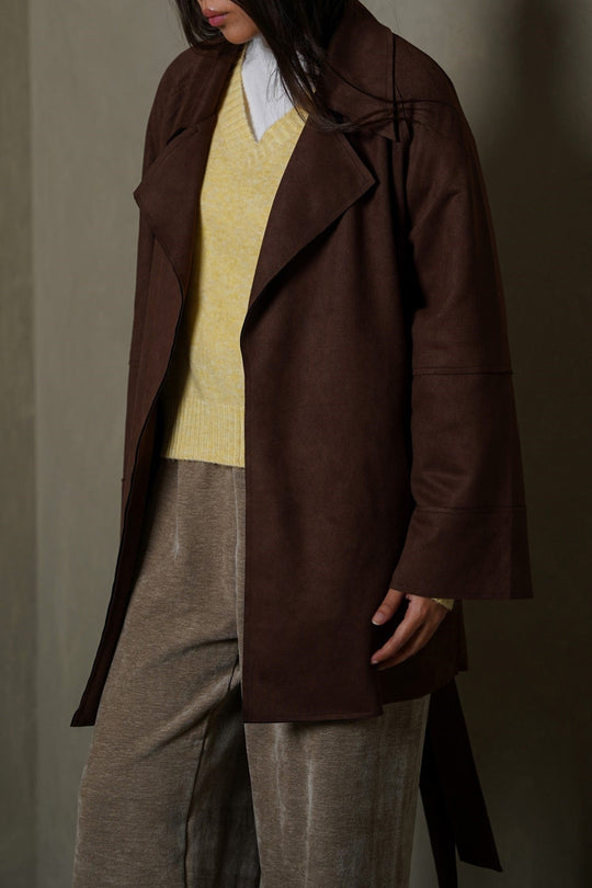CHOCOLATE ARLO SUEDE TRENCH