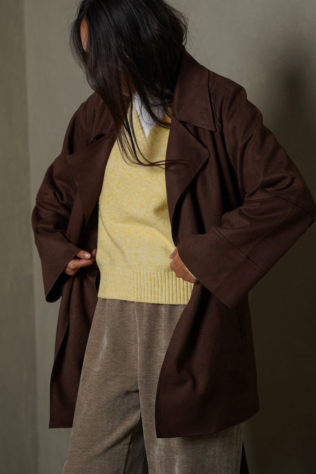 CHOCOLATE ARLO SUEDE TRENCH