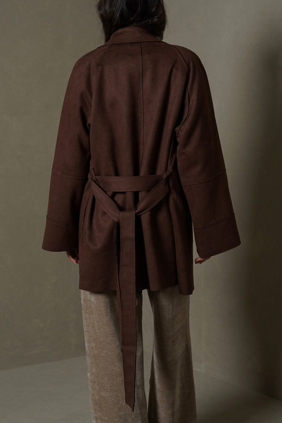 CHOCOLATE ARLO SUEDE TRENCH