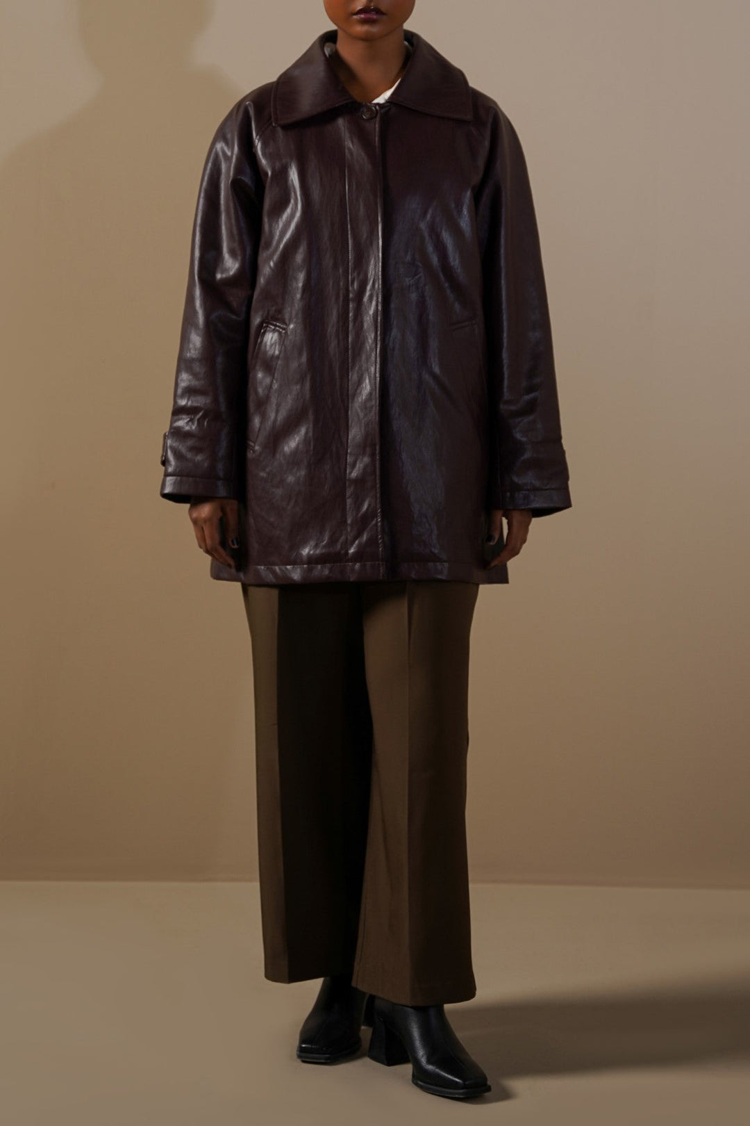 BURGUNDY ESSENTIAL LEATHER JACKET