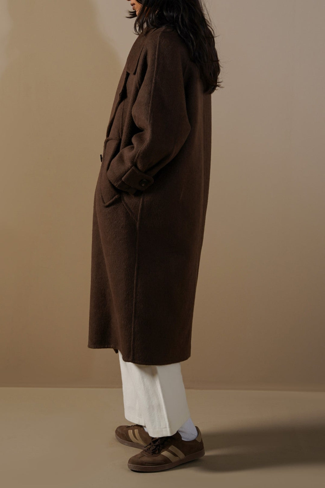 BROWN LONG WOOL COAT