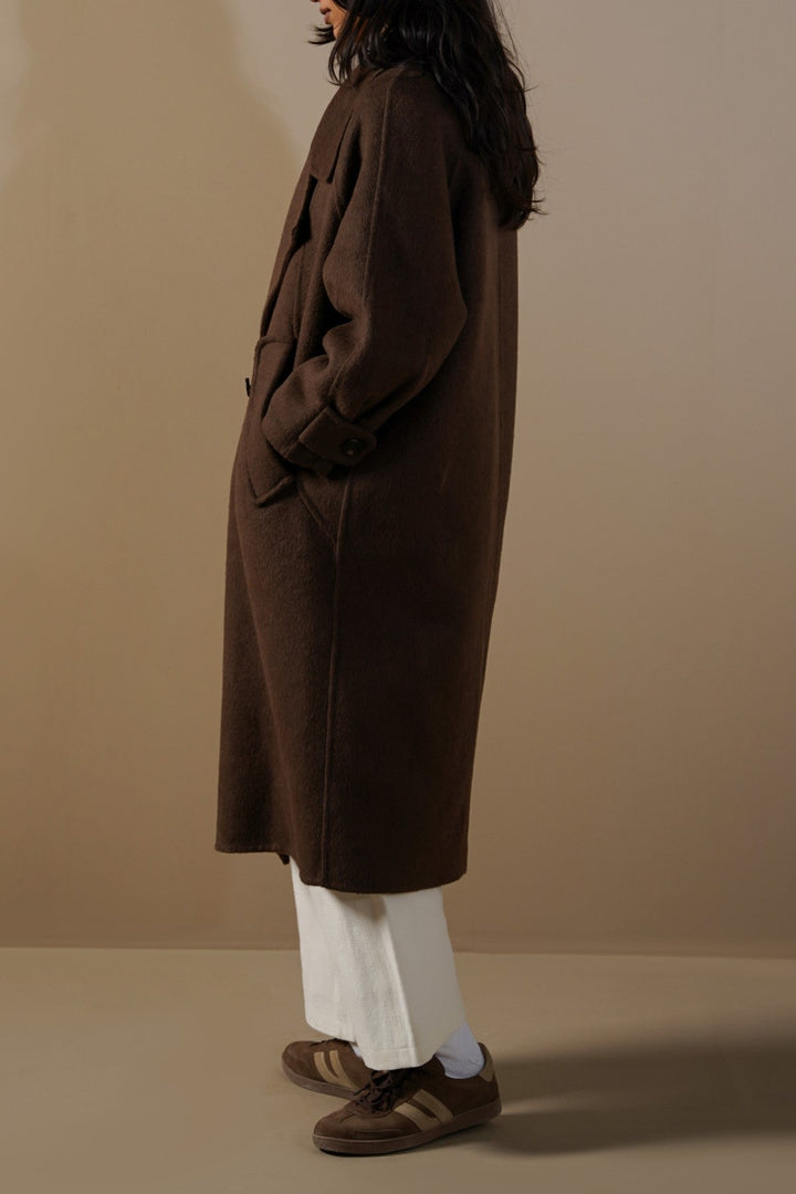 BROWN LONG WOOL COAT