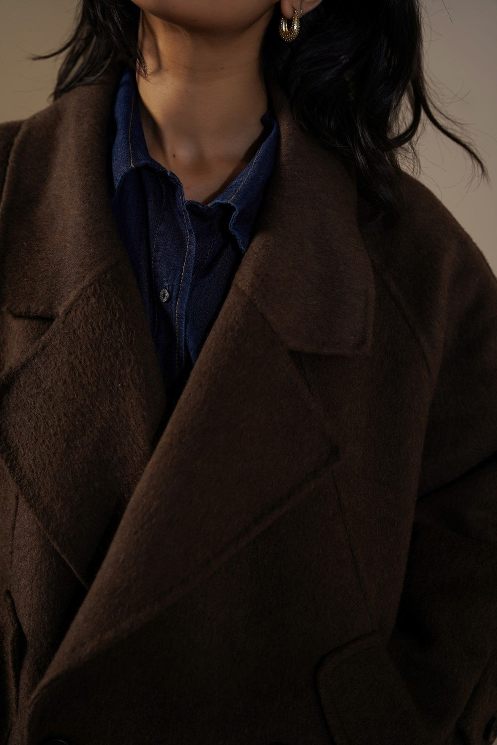 BROWN LONG WOOL COAT