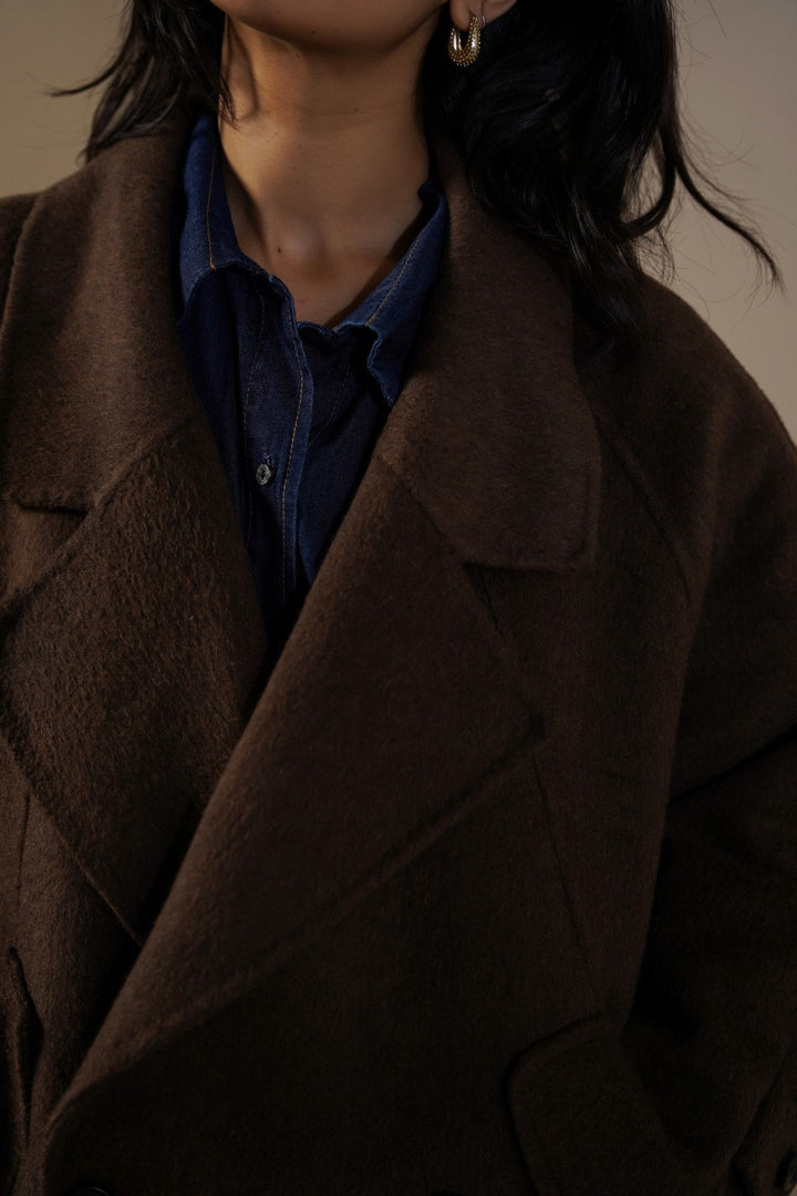 BROWN LONG WOOL COAT