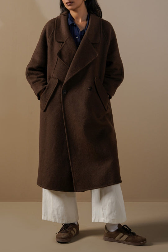 BROWN LONG WOOL COAT