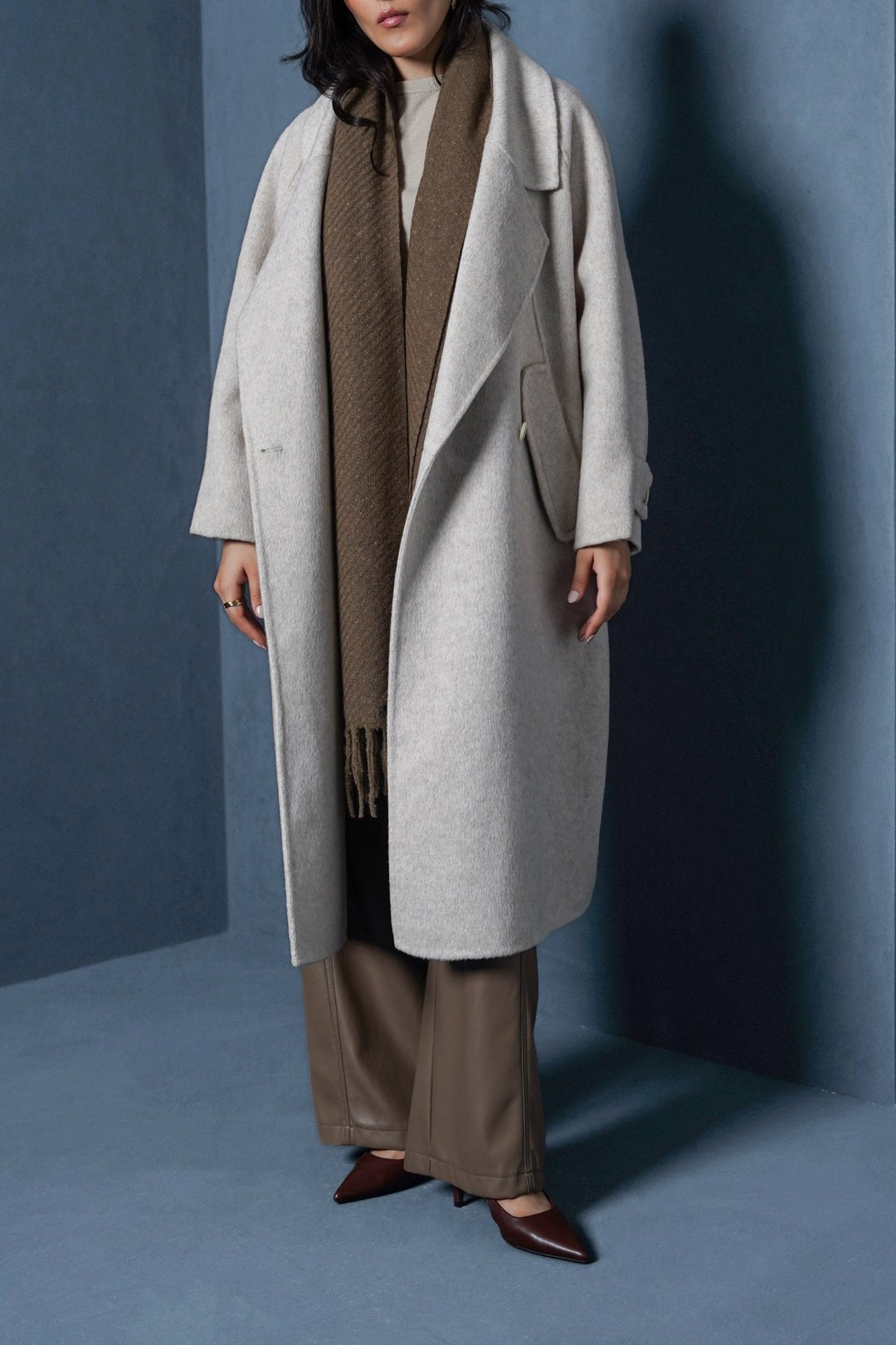OFF WHITE LONG WOOL COAT
