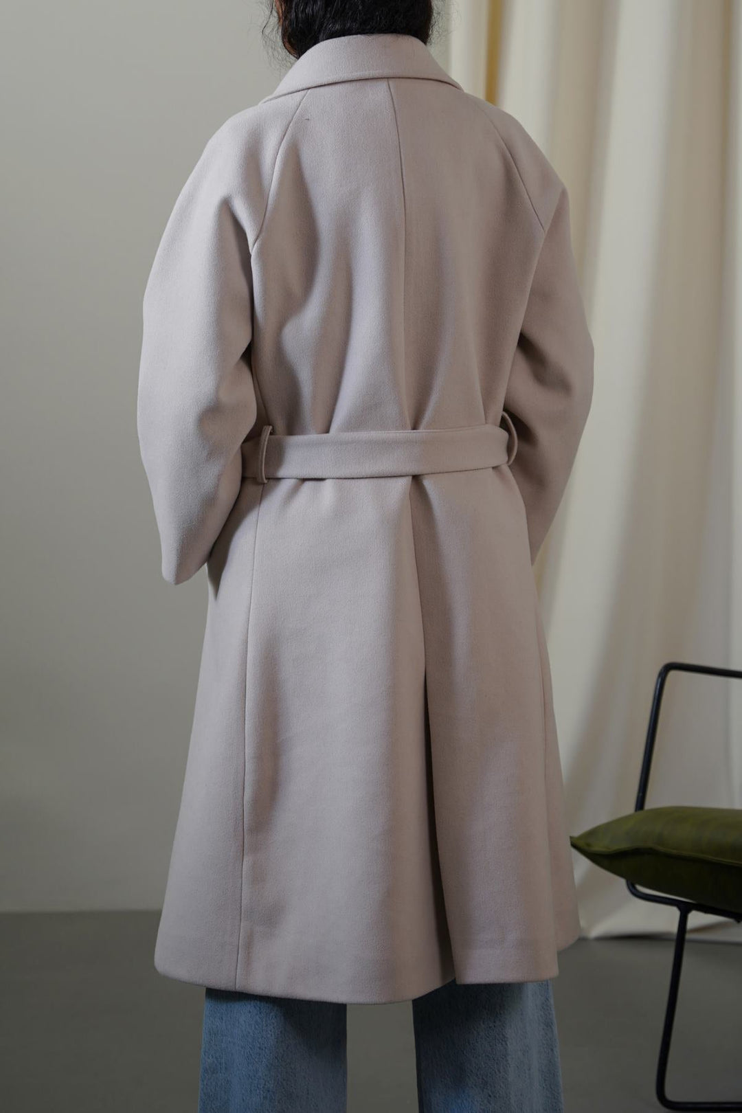 BEIGE LONG BELTED COAT