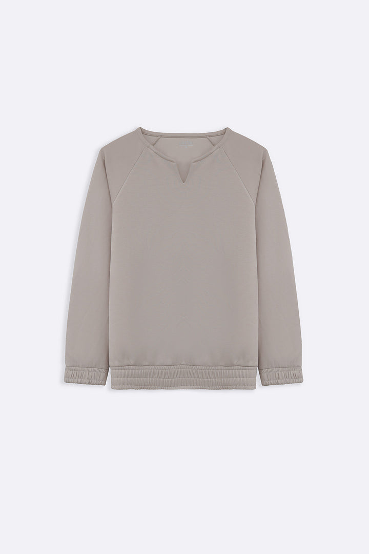BEIGE V-NOTCH PULLOVER