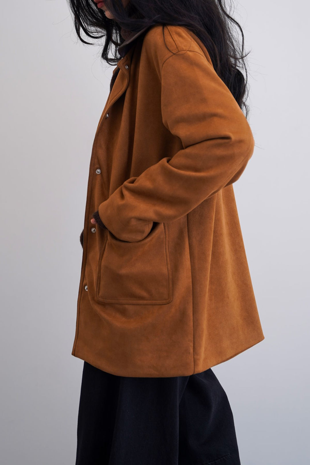 CAMEL SUEDE JACKET WITH COLLAR