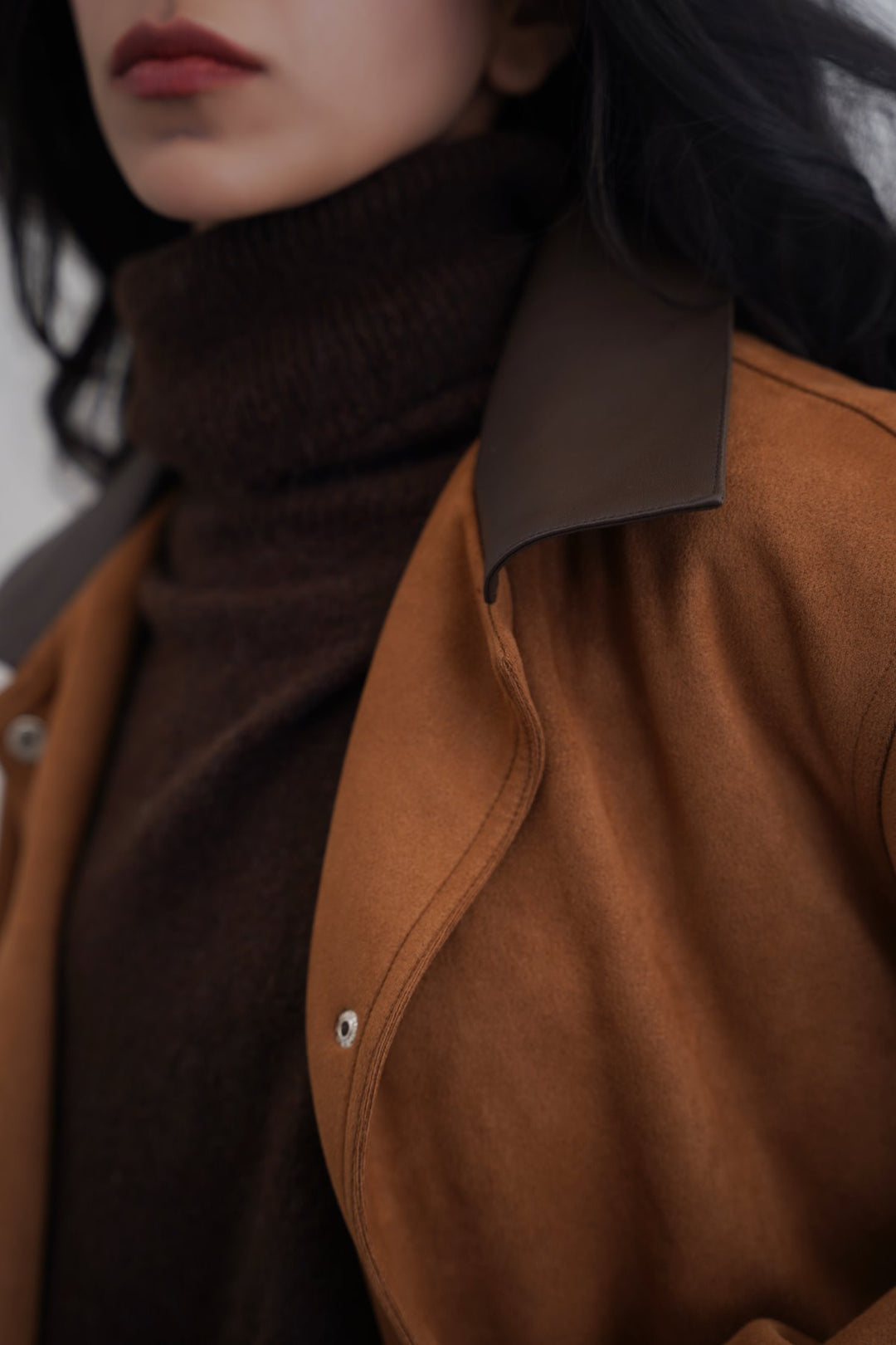 CAMEL SUEDE JACKET WITH COLLAR