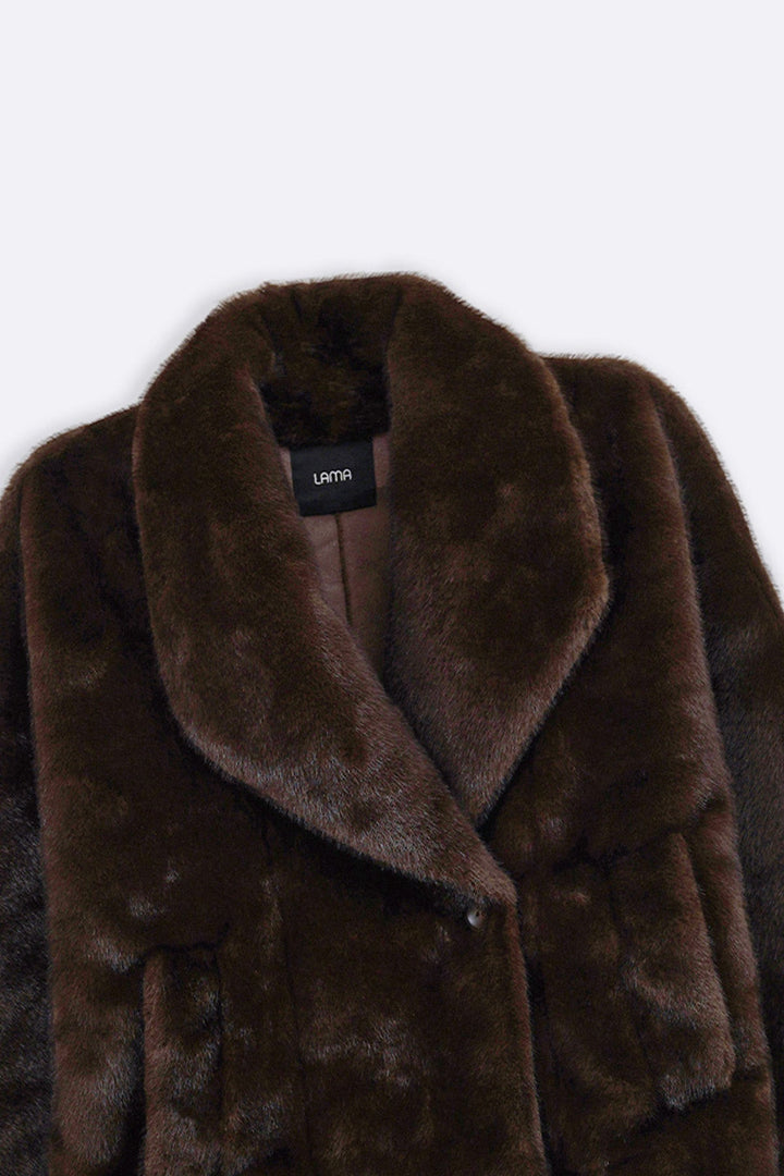 COFFEE SHORT WRAP FUR JACKET