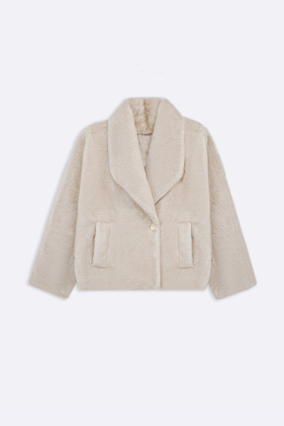 OFF WHITE SHORT WRAP FUR JACKET