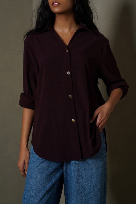 WINE MOCCA BUTTON DOWN