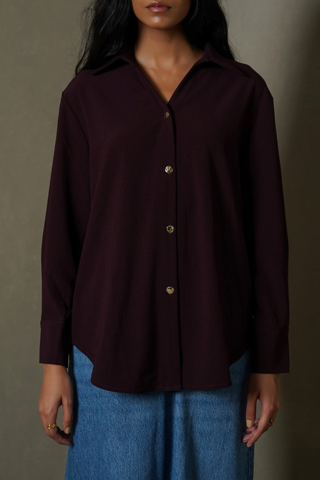 WINE MOCCA BUTTON DOWN