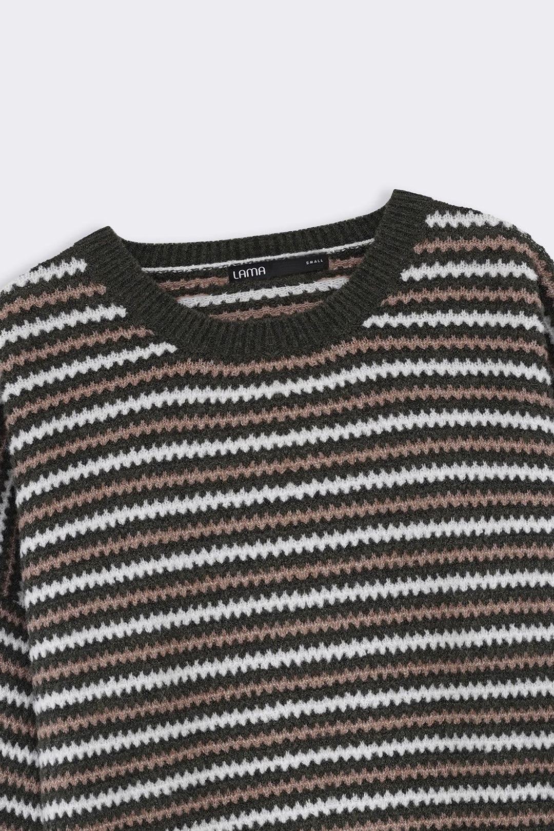 GREEN PINSTRIPE WEAVE SWEATER