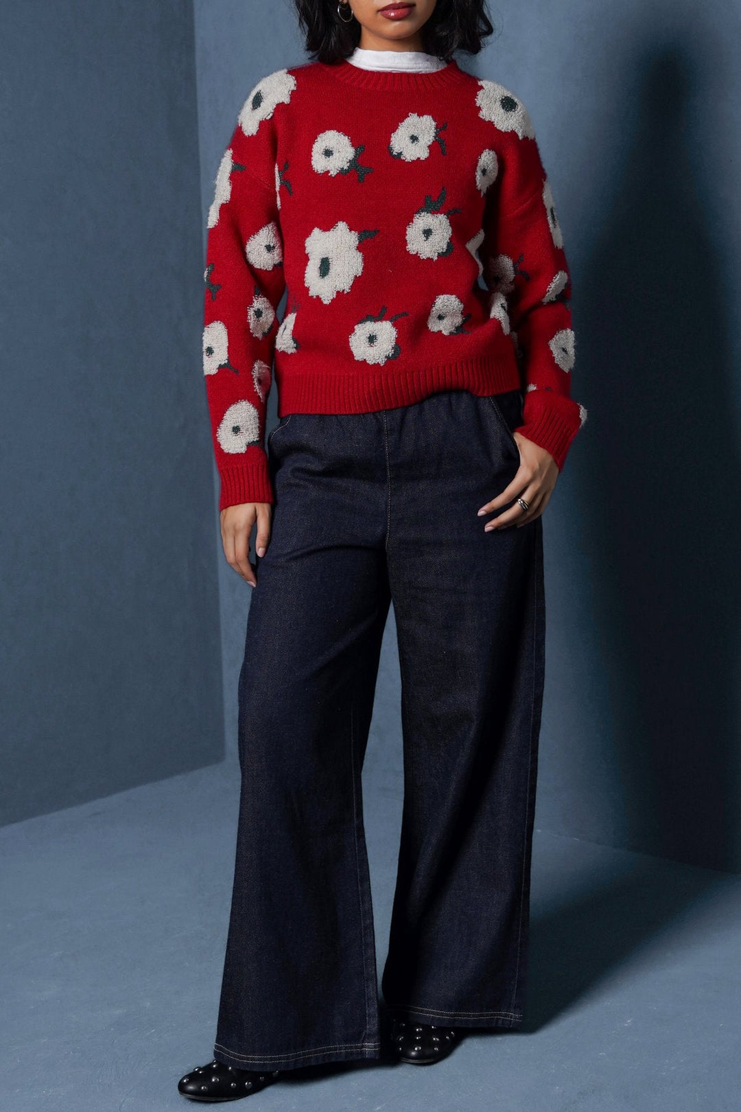 CHERRY FLORAL EMBROIDERED JUMPER