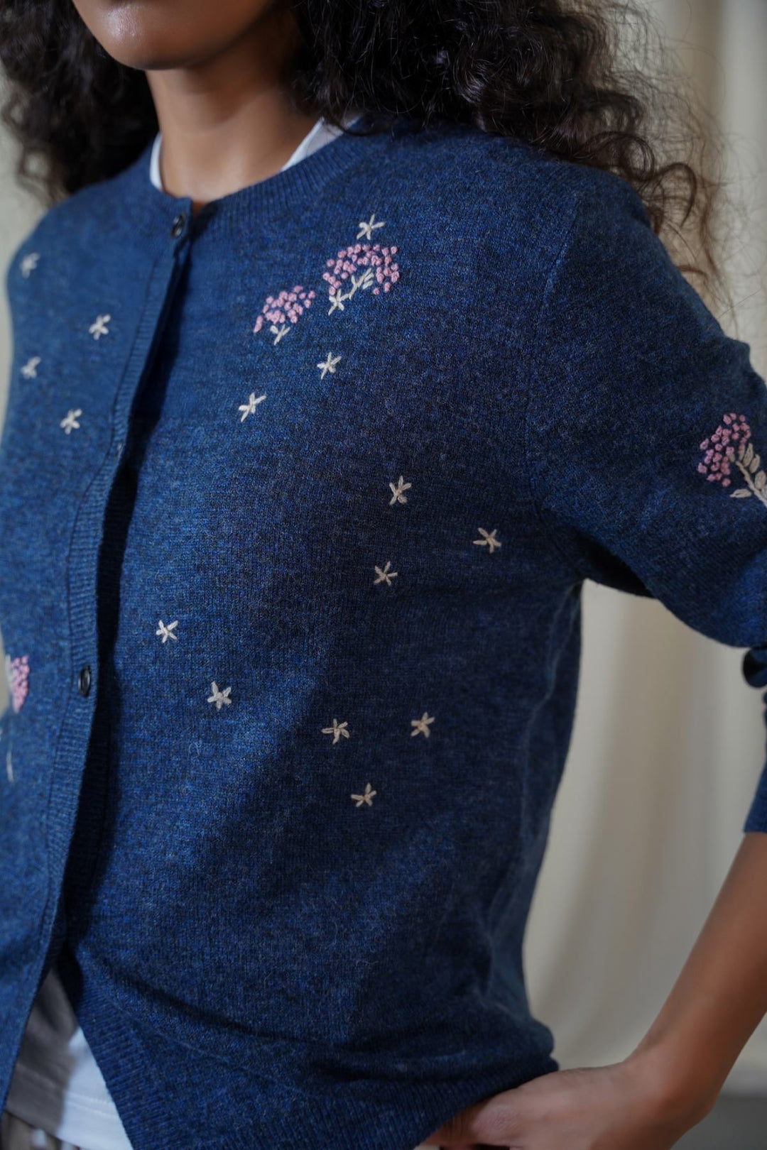 BLUE FEMME EMBROIDERED CARDIGAN