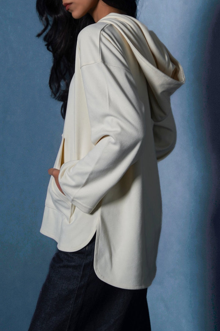 IVORY LOUNGE V-NECK HOODIE