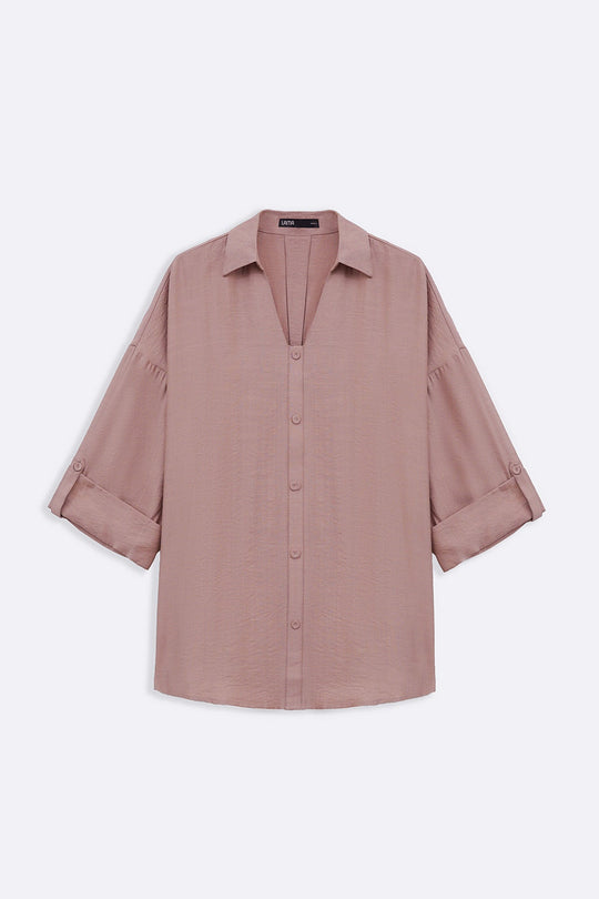 MOCHA SILKY CRUISE BLOUSE