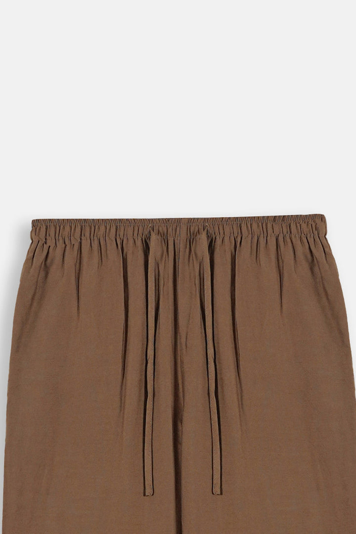 BROWN-FLOWY LONG PANTS