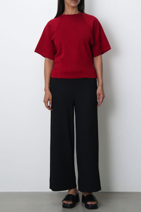 BLACK WIDE CROPPED PANTS