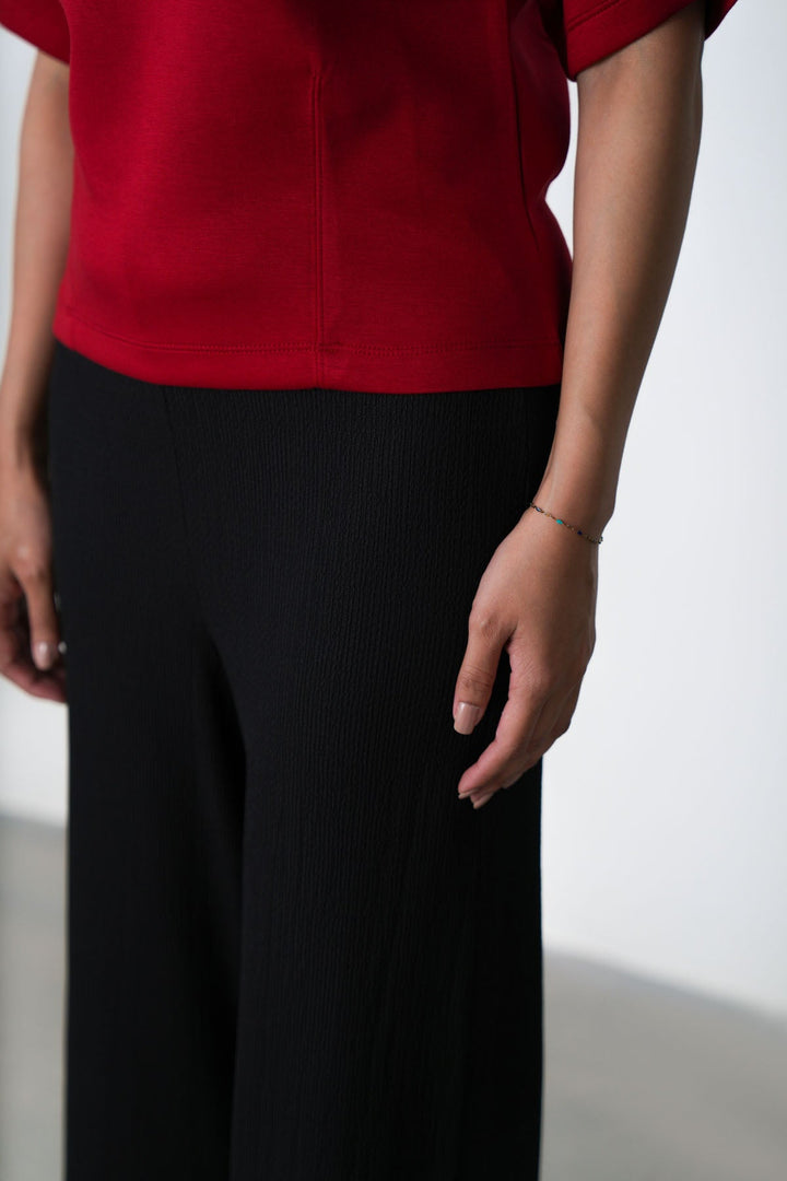 BLACK WIDE CROPPED PANTS
