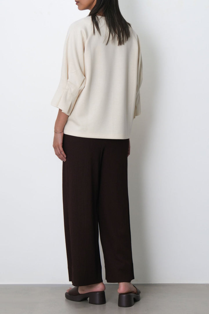 BROWN WIDE CROPPED PANTS