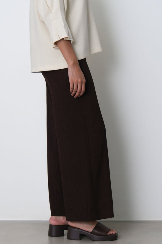 BROWN WIDE CROPPED PANTS