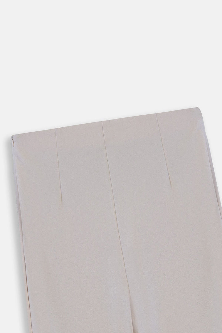 CREAM WIDE FLARE PANTS