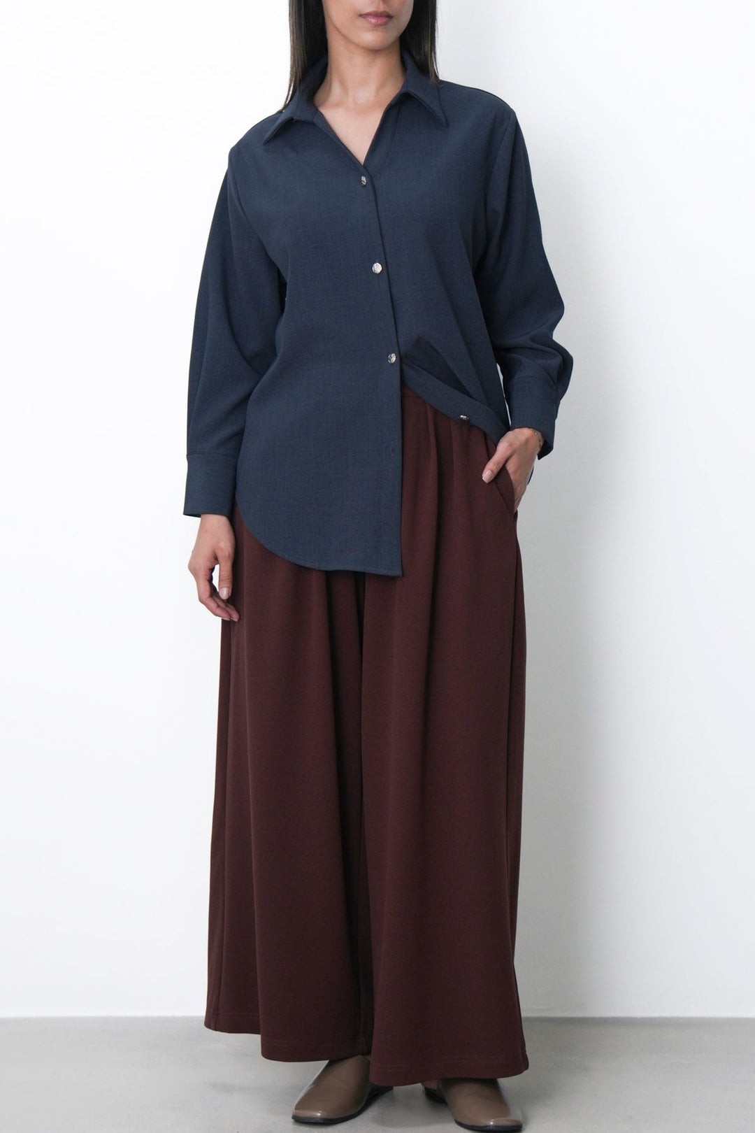 BROWN DEEP PLEAT PANTS