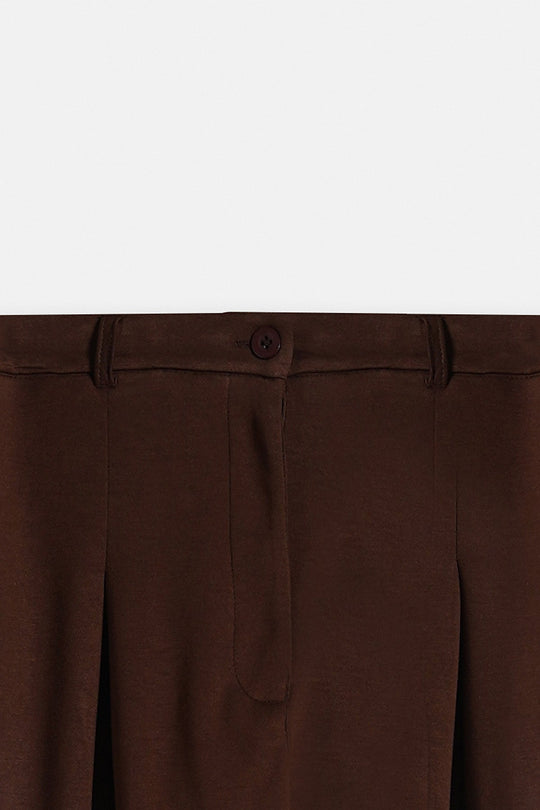 BROWN BOX PLEAT PANTS