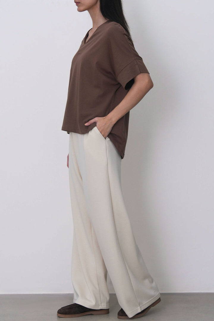 IVORY STRAIGHT-LEG PANTS